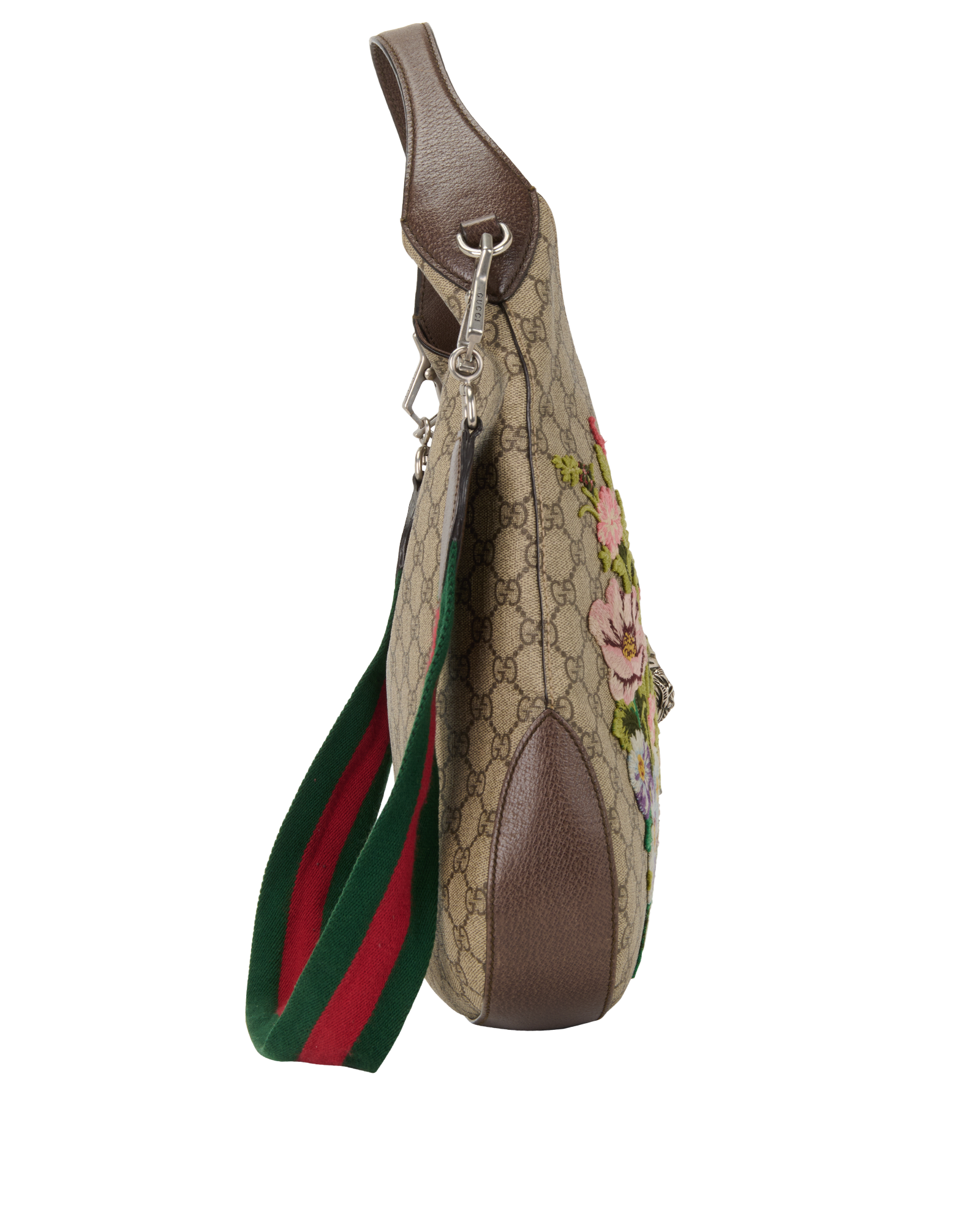 Tiger Embroidered Dionysus Hobo, &pound;650, Handbags, Beige, Canvas, Side view